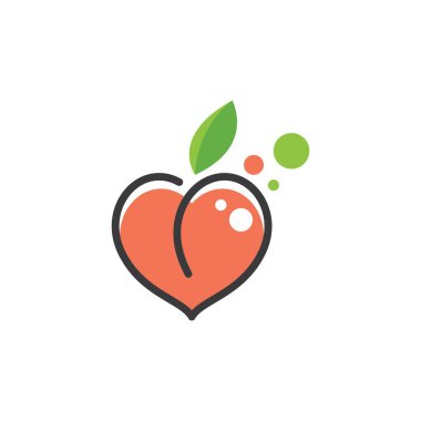 Şeftali meyvesi çizimi logosu tasarımı