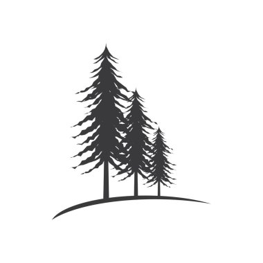 Sedir ağacı illüstrasyon logo şablonu