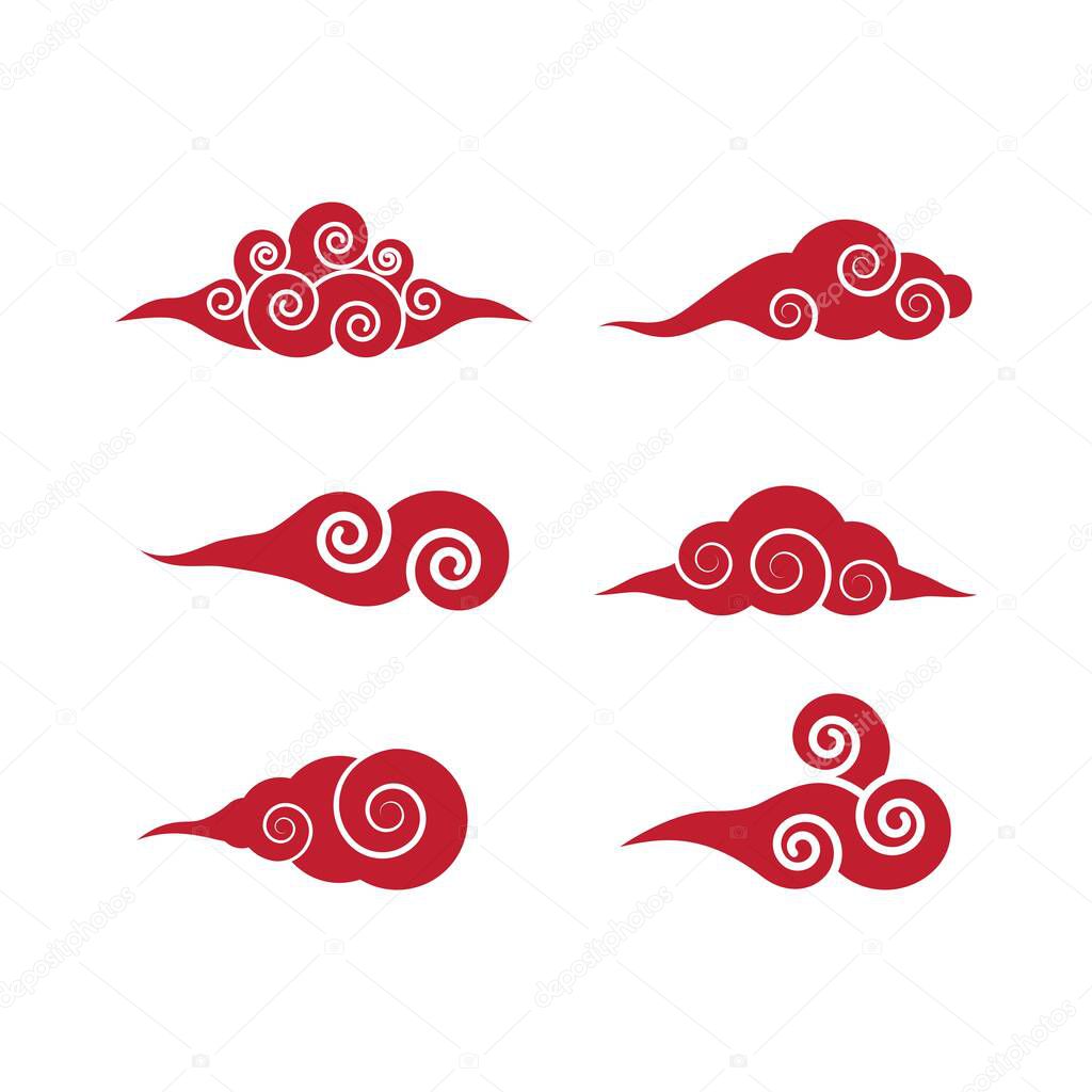 Chinese clouds icon vector flat design