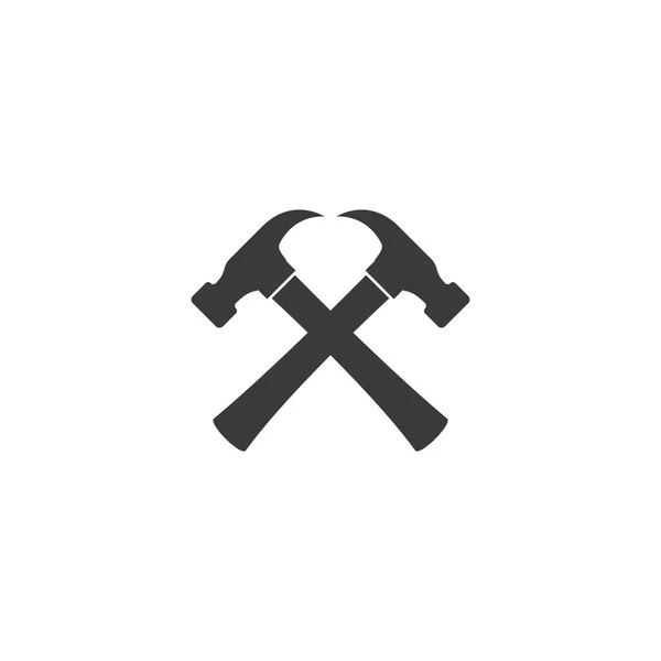 Σφυρί Κατασκευή Λογότυπο Εικονογράφηση Επίπεδη Σχεδίαση — Διανυσματικό Αρχείο