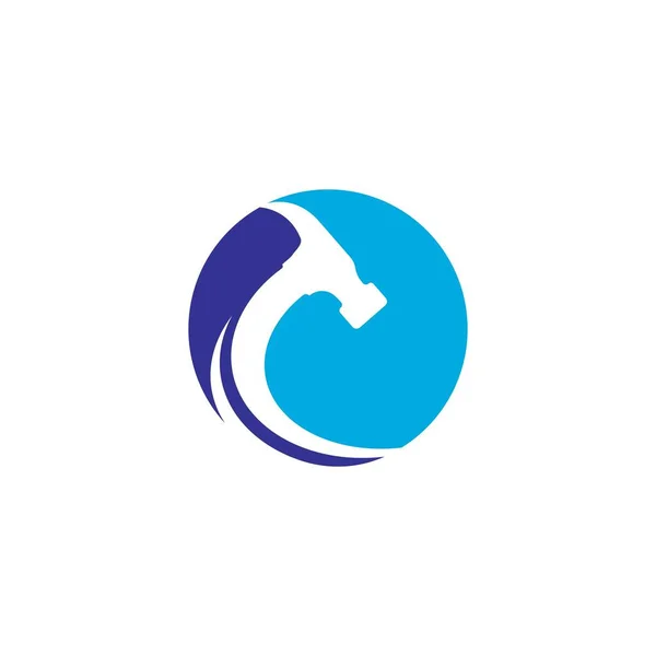 Martelo Construção Logotipo Ilustração Design Plano — Vetor de Stock