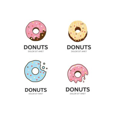 Donuts illüstrasyon logo vektör şablonu