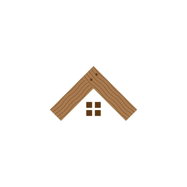 Wood House Logo Vector Flat Design — Stock Vector