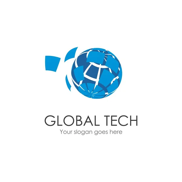 Globale Technologie Logo Vektorvorlage — Stockvektor