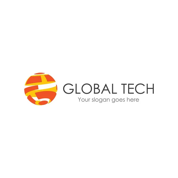 Küresel Teknoloji Logo Vektör Şablonu — Stok Vektör