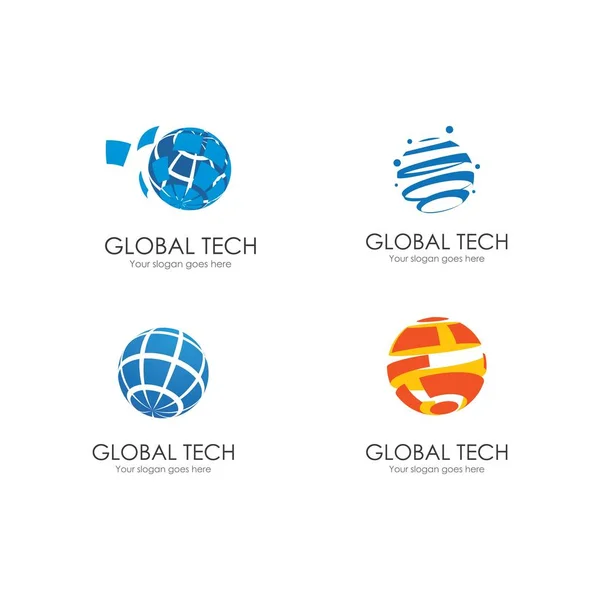 Globale Technologie Logo Vektorvorlage — Stockvektor