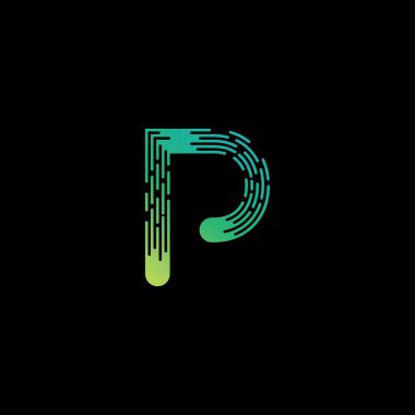 Modern P İlk harf alfabe yazı tipi logo vektör tasarımı