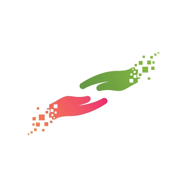 Χέρι Pixel Art Λογότυπο Εικονογράφηση Διάνυσμα Σχεδιασμό — Διανυσματικό Αρχείο