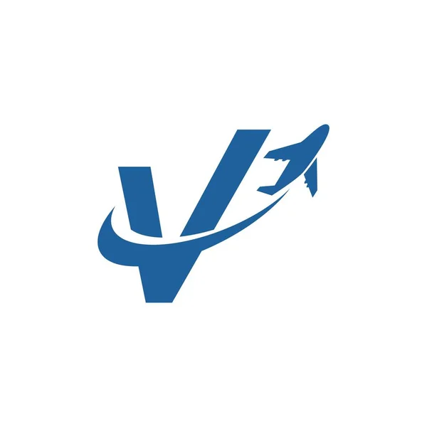 Plano Aire Con Plantilla Vector Logotipo Inicial — Vector de stock