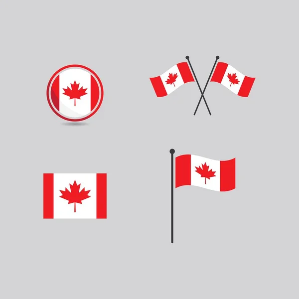 Canada Flag Flat Design Vector — Stock Vector