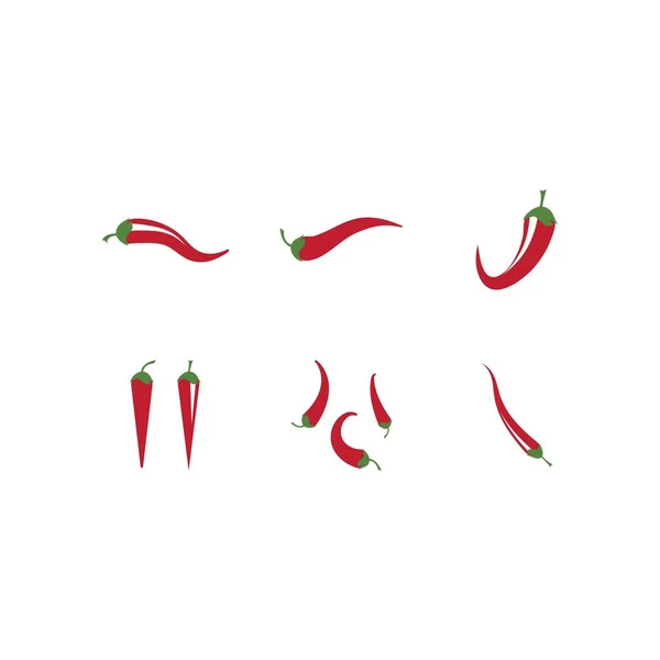 Ensemble Illustration Chili Rouge Logo Vectoriel Design — Image vectorielle