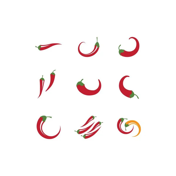 Ensemble Illustration Chili Rouge Logo Vectoriel Design — Image vectorielle