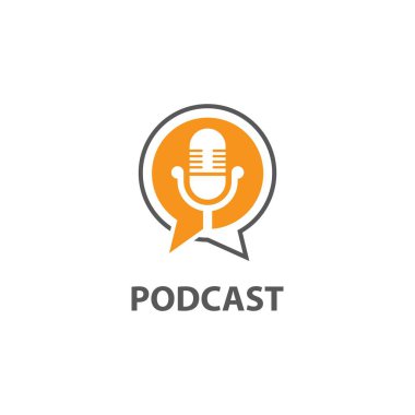 Podcast logo vektör düz tasarımı