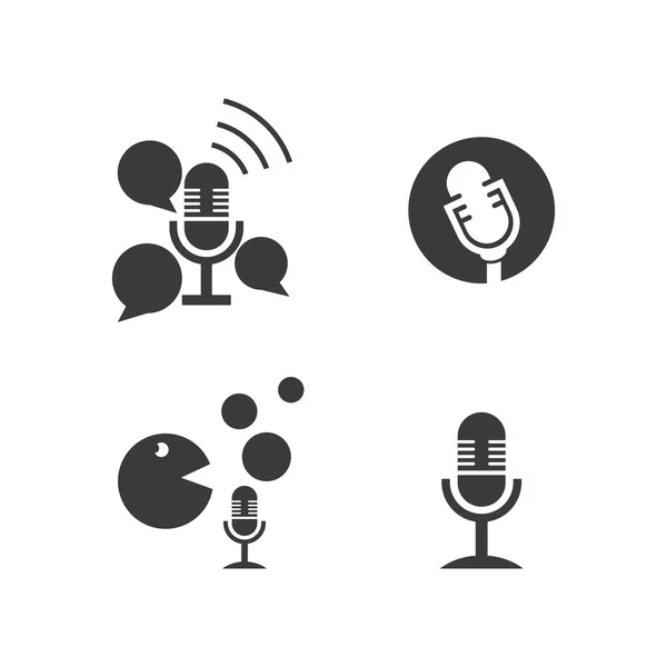 Podcast Logotipo Vetor Design Plano —  Vetores de Stock