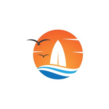 Sörf tahtası logo vektörü düz tasarımı