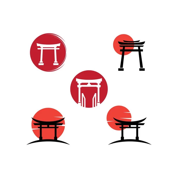 Torii Portão Ilustração Logotipo Vetor Design — Vetor de Stock