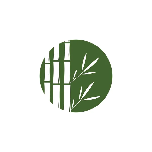 Bamboe Met Groen Blad Logo Ilustratie Vector Sjabloon — Stockvector