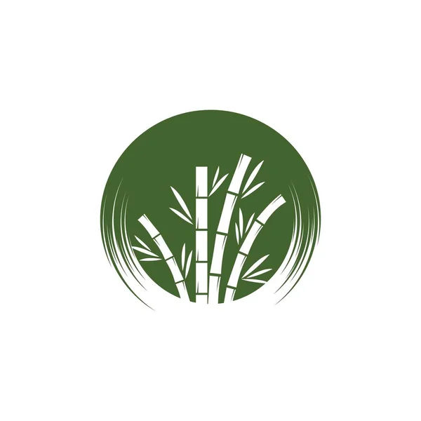 Yeşil Yapraklı Bambu Logo Ilüstrasyon Vektör Şablonu — Stok Vektör
