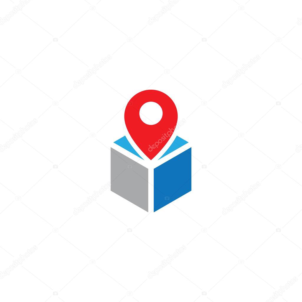 Pin box location logo vector flat design