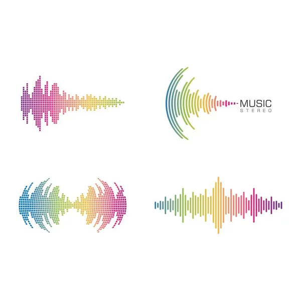 Som Onda Música Logotipo Vetor Design — Vetor de Stock