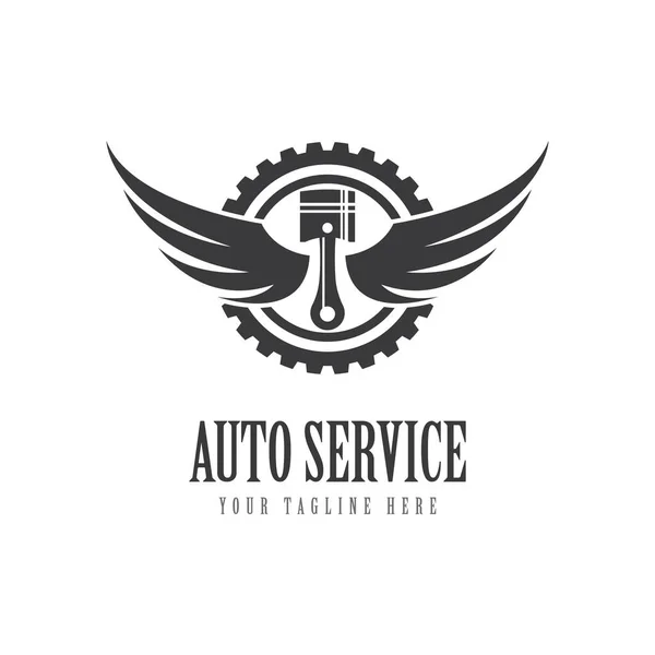 Kolben Auto Service Logo Vektor Flaches Design — Stockvektor
