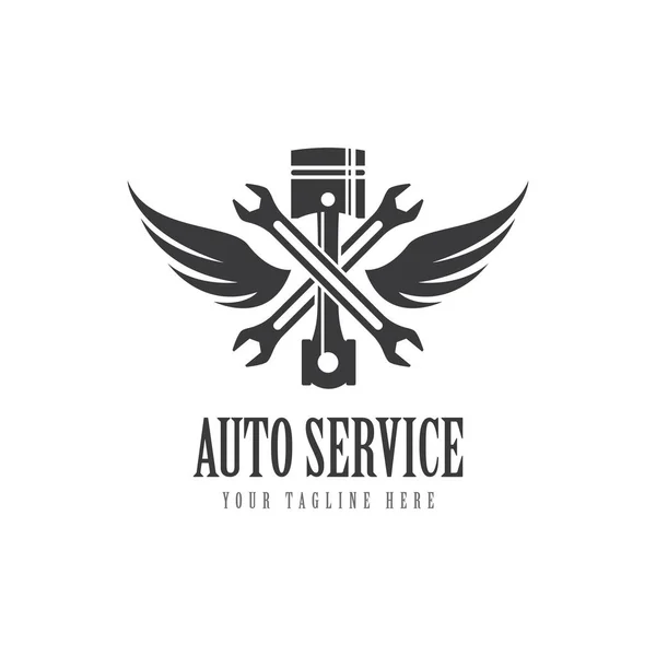 Kolben Auto Service Logo Vektor Flaches Design — Stockvektor