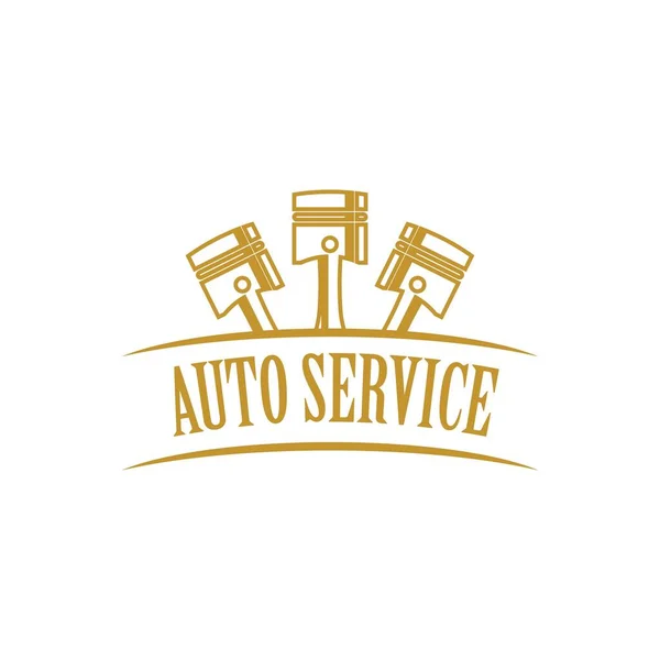 Kolben Auto Service Logo Vektor Flaches Design — Stockvektor