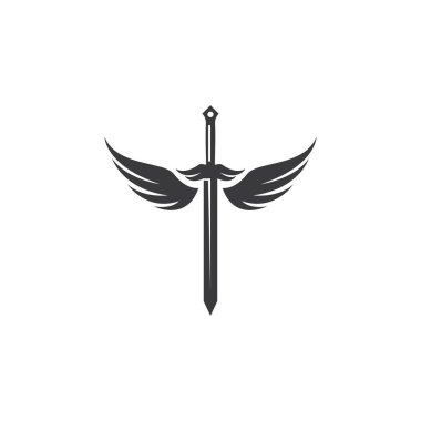 Kılıç çizimi logo vektörü düz tasarım