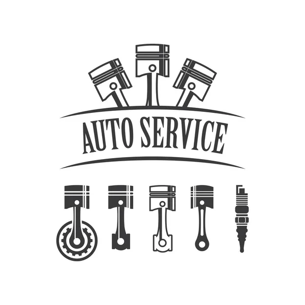 Piston Auto Service Logó Vektor Lapos Kialakítás — Stock Vector