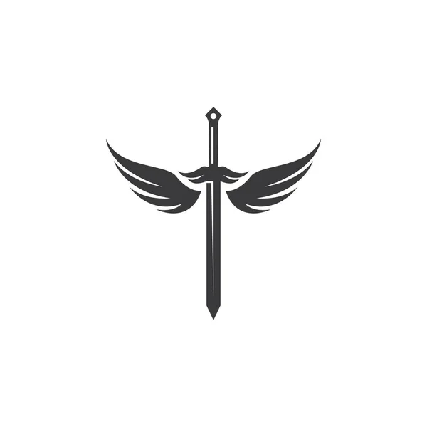 Kılıç Çizimi Logo Vektörü Düz Tasarım — Stok Vektör