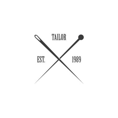 Terzi ya da tekstil logosu vektörü düz tasarım
