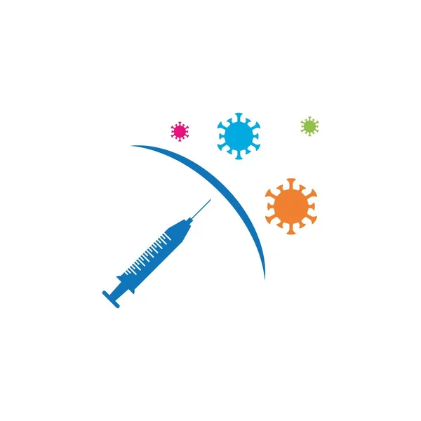 Vaccin Covid Logo Vecteur Plat Design — Image vectorielle