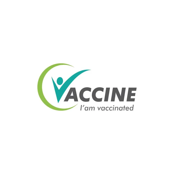 Vaccin Covid Logo Vecteur Plat Design — Image vectorielle