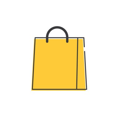 Yellow shopping bag icon with black handles 