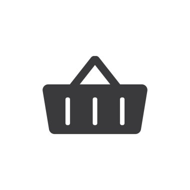 Beyaz arka planda basit koyu gri alışveriş sepeti.