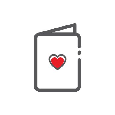 Kırmızı kalp sembollü not defteri.