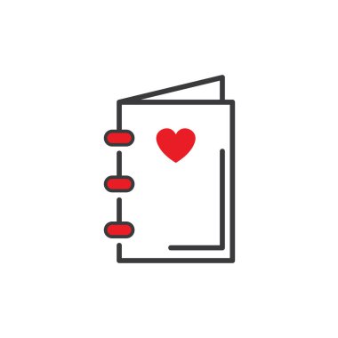 Kırmızı kalp sembollü not defteri.