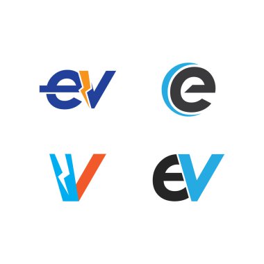 EV elektrikli araçlar logo vektörü düz tasarım