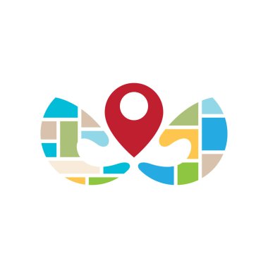 Konum noktası işareti ve sembol logo vektör şablonu