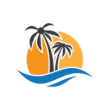 Palmiye ağacı illüstrasyon logo şablonu