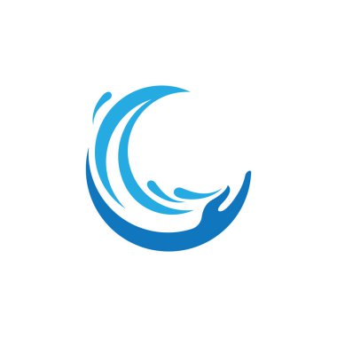 Mavi su damlası ve el logosu tasarımı illüstrasyonu.