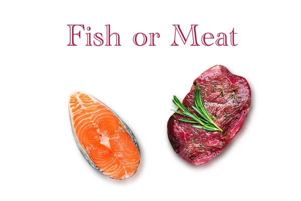 Fish Meat Keto Diet Red Fish White Background Beef Veal — Stock Photo, Image