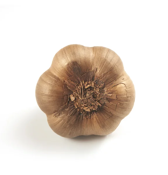 Brown garlic on a white background with a soft shadow — Stock Photo, Image