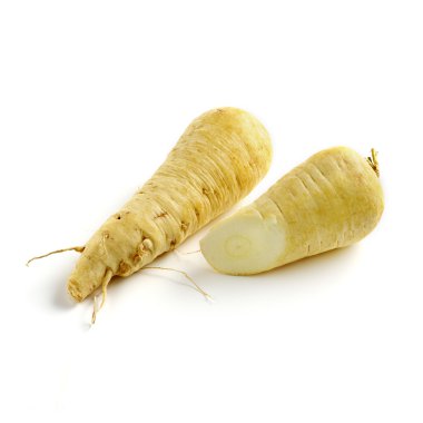 Whole and cut fresh parsnip clipart