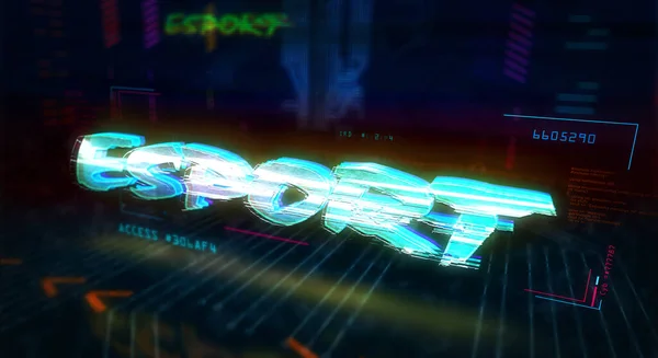 Esport Gry Futurystyczny Cyberpunk Stylu Ilustracji Nowoczesny Abstrakcyjny Hologram Efektem — Zdjęcie stockowe