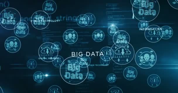 Tecnologia Big Data Análise Digital Inteligência Artificial Ciência Indústria Símbolos — Vídeo de Stock