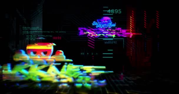 Animación Bucle Estilo Cyberpunk Futurista Darknet Vuelo Loopable Sin Fisuras — Vídeos de Stock