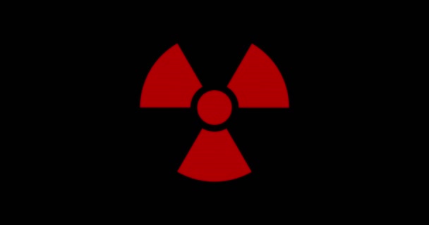 Símbolo Radiação Nuclear Perigo Texto Distorcido Sobre Danos Fundo Retro — Vídeo de Stock
