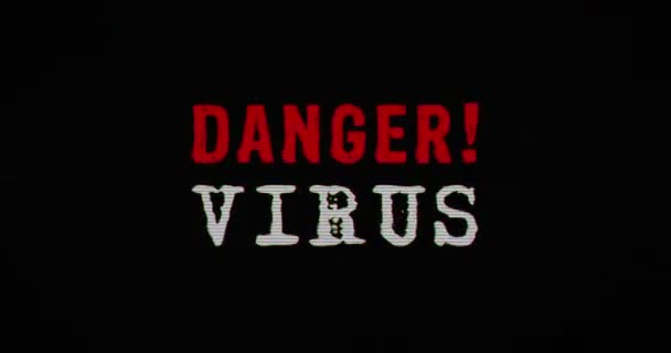 Biohazard Warnsymbol Und Gefahr Verzerrten Text Auf Retro Hintergrund Abstraktes — Stockvideo