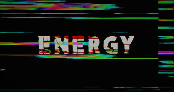 Symbol Výstrahy Energie Zkreslil Text Pozadí Poškozené Retro Televize Abstraktní — Stock fotografie